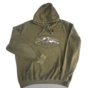 Ariat Outdoor Crest Buckle Hoodie XL Green Pullover Fleece Western Sweatshirt